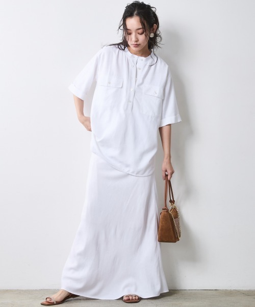 CHIC STYLE(シックスタイル)の「ナローマキシスカート<大きいサイズ有>シックスタイル(スカート・レディース・オフホワイト/モカ/ネイビー・5L/4L/3L/LL/L/M)」の22枚目の写真