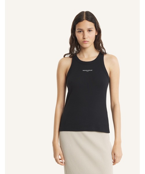 Maison Kitsune（メゾンキツネ）の「MAISON KITSUNE PARIS RIBBED TANK TOP（タンクトップ・レディース・ブラック/ベージュ・S/M/XS/L）」の6枚目の写真