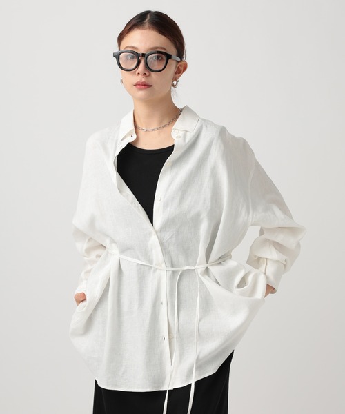 BAYFLOW（ベイフロー）の「ウエストマークビッグシャツ（シャツ/ブラウス・レディース・ライトブルー/オフホワイト/ピンク・FREE）」の2枚目の写真