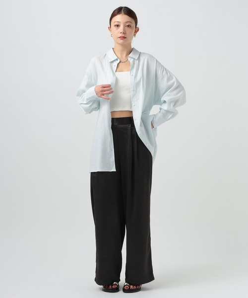 BAYFLOW（ベイフロー）の「ウエストマークビッグシャツ（シャツ/ブラウス・レディース・ライトブルー/オフホワイト/ピンク・FREE）」の4枚目の写真