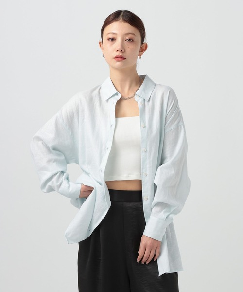 BAYFLOW（ベイフロー）の「ウエストマークビッグシャツ（シャツ/ブラウス・レディース・ライトブルー/オフホワイト/ピンク・FREE）」の6枚目の写真