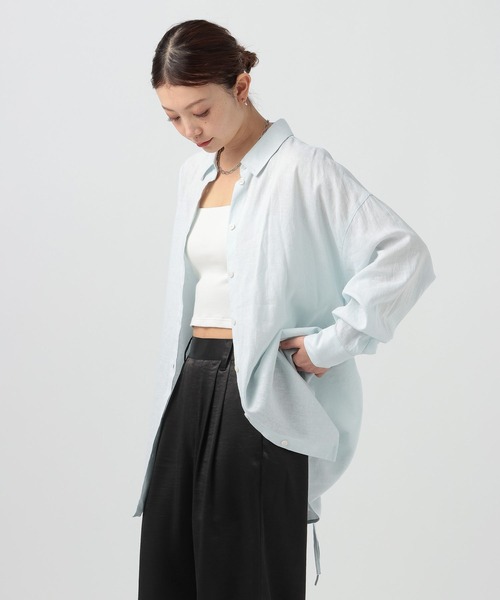 BAYFLOW（ベイフロー）の「ウエストマークビッグシャツ（シャツ/ブラウス・レディース・ライトブルー/オフホワイト/ピンク・FREE）」の9枚目の写真