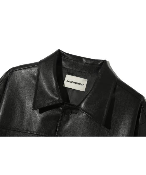 BASEMOMENT(ベースモーメント)の「アーティフィシャルレザー カコート ブラック(ライダースジャケット・メンズ・その他・M/L)」の5枚目の写真