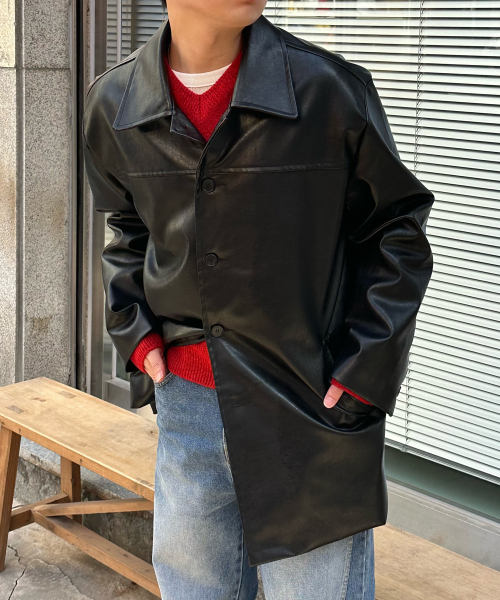 BASEMOMENT(ベースモーメント)の「アーティフィシャルレザー カコート ブラック(ライダースジャケット・メンズ・その他・M/L)」の10枚目の写真