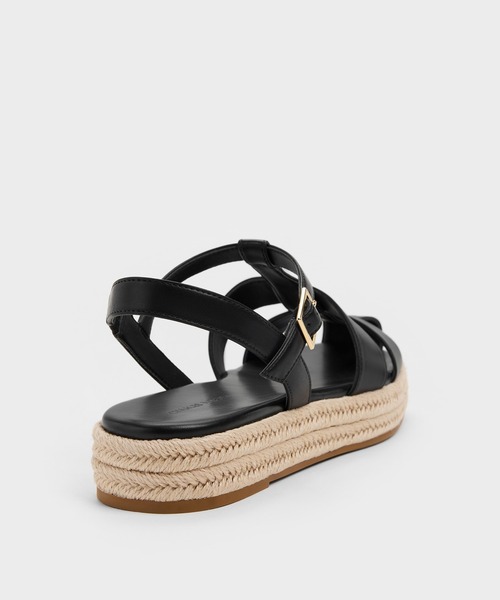 CHARLES & KEITH(チャールズ & キース)の「ケージドフラットフォーム エスパドリーユ サンダル(サンダル・レディース・ブラック/サンドベージュ・25cm/24.5cm/23.5cm/23cm/22.5cm)」の4枚目の写真