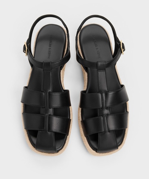 CHARLES & KEITH(チャールズ & キース)の「ケージドフラットフォーム エスパドリーユ サンダル(サンダル・レディース・ブラック/サンドベージュ・25cm/24.5cm/23.5cm/23cm/22.5cm)」の6枚目の写真
