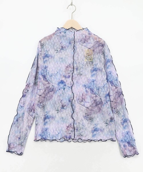 iS ScoLar(イズスカラー)の「561233:マーブル風花蝶刺繍チュールレースインナー(Tシャツ/カットソー・レディース・ブルー/グリーン/ブラック・M)」の11枚目の写真