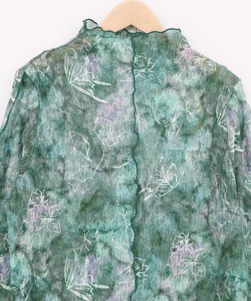 iS ScoLar(イズスカラー)の「561233:マーブル風花蝶刺繍チュールレースインナー(Tシャツ/カットソー・レディース・ブルー/グリーン/ブラック・M)」の8枚目の写真