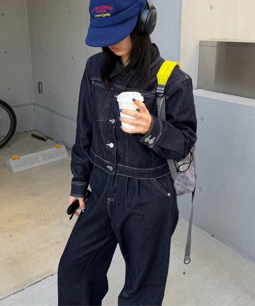 lanan select（ラナンセレクト）の「デニムジャケット ハイウエストタックデニム セットアップ（セットアップ・レディース・インディゴブルー・M/L）」の5枚目の写真