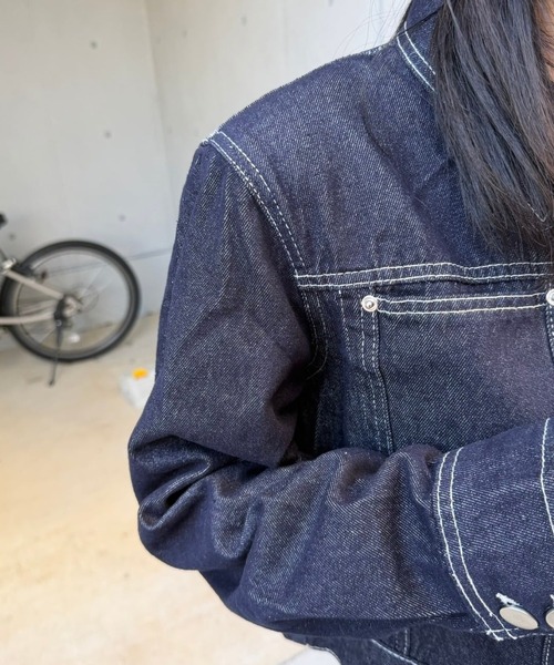 lanan select（ラナンセレクト）の「デニムジャケット ハイウエストタックデニム セットアップ（セットアップ・レディース・インディゴブルー・M/L）」の11枚目の写真