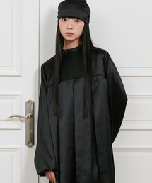 FFATS PLEATED PUFF SATIN DRESS_BLACK(NG2GSUPA92A)