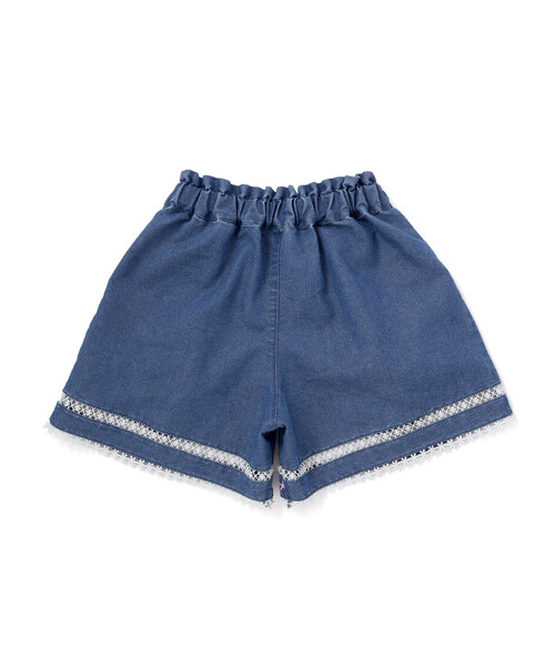 SLAP SLIP(スラップスリップ)の「裾レース刺しゅう入りデニムショートパンツ(90~130cm)(デニムパンツ・キッズ・ブルー/ネイビー/ホワイト・110cm/90cm/130cm/100cm/120cm)」の9枚目の写真