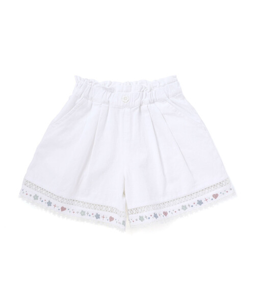 SLAP SLIP(スラップスリップ)の「裾レース刺しゅう入りデニムショートパンツ(90~130cm)(デニムパンツ・キッズ・ブルー/ネイビー/ホワイト・110cm/90cm/130cm/100cm/120cm)」の19枚目の写真