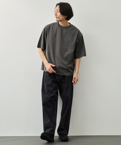 CITY TOKYO(シティトウキョウ)の「【CITY TOKYO】ガーメントダイ リラックスTEE(Tシャツ/カットソー・メンズ・グレイッシュベージュ/ダークグレー・1/2)」の6枚目の写真