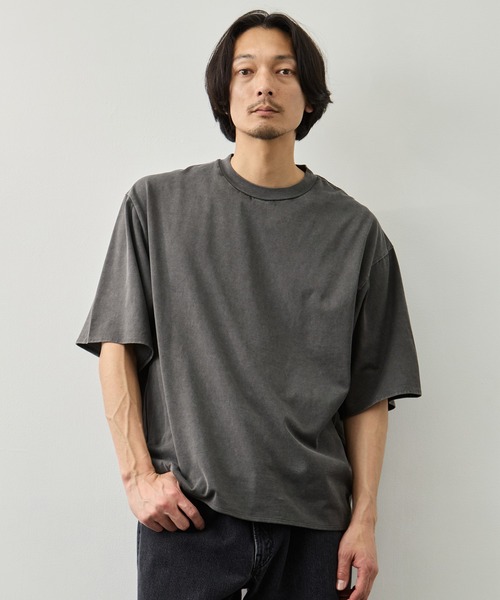 CITY TOKYO(シティトウキョウ)の「【CITY TOKYO】ガーメントダイ リラックスTEE(Tシャツ/カットソー・メンズ・グレイッシュベージュ/ダークグレー・1/2)」の3枚目の写真