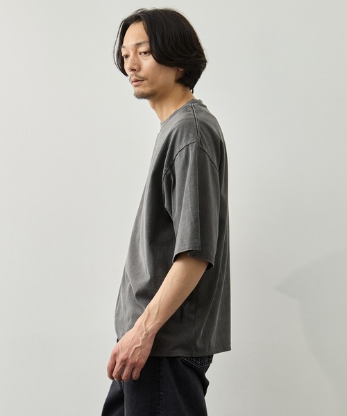 CITY TOKYO(シティトウキョウ)の「【CITY TOKYO】ガーメントダイ リラックスTEE(Tシャツ/カットソー・メンズ・グレイッシュベージュ/ダークグレー・1/2)」の4枚目の写真