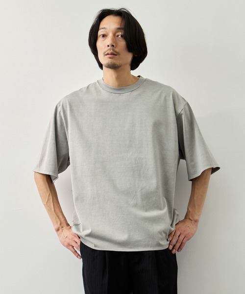 CITY TOKYO(シティトウキョウ)の「【CITY TOKYO】ガーメントダイ リラックスTEE(Tシャツ/カットソー・メンズ・グレイッシュベージュ/ダークグレー・1/2)」の8枚目の写真
