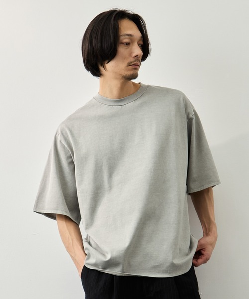 CITY TOKYO(シティトウキョウ)の「【CITY TOKYO】ガーメントダイ リラックスTEE(Tシャツ/カットソー・メンズ・グレイッシュベージュ/ダークグレー・1/2)」の9枚目の写真