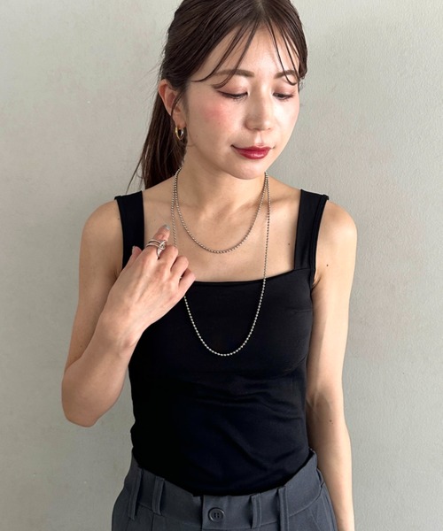 MYMOOD.(マイムード)の「カップ付きスクエアネックタンクトップ(タンクトップ・レディース・グレー/ネイビー/ブラック/ホワイト・FREE)」の21枚目の写真