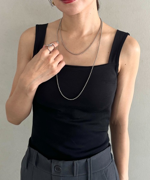 MYMOOD.(マイムード)の「カップ付きスクエアネックタンクトップ(タンクトップ・レディース・グレー/ネイビー/ブラック/ホワイト・FREE)」の19枚目の写真