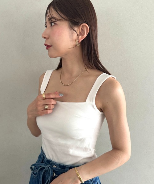 MYMOOD.(マイムード)の「カップ付きスクエアネックタンクトップ(タンクトップ・レディース・グレー/ネイビー/ブラック/ホワイト・FREE)」の12枚目の写真