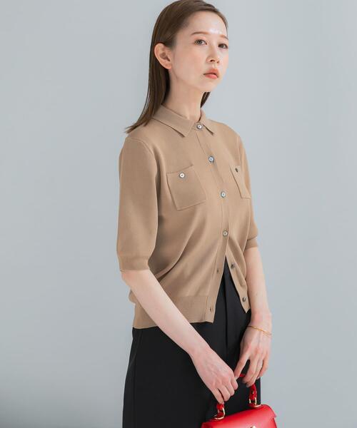 URBAN RESEARCH ROSSO WOMEN(アーバンリサーチ ロッソ)の「襟付コンパクト5分袖カーディガン(カーディガン/ボレロ・レディース・ネイビー/ベージュ/レッド・FREE)」の5枚目の写真