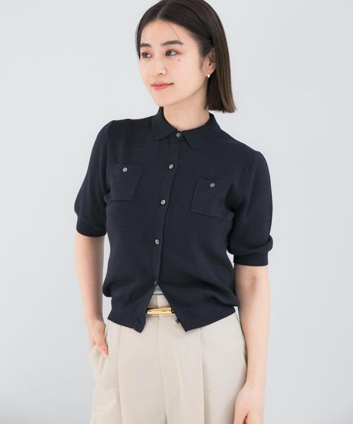 URBAN RESEARCH ROSSO WOMEN(アーバンリサーチ ロッソ)の「襟付コンパクト5分袖カーディガン(カーディガン/ボレロ・レディース・ネイビー/ベージュ/レッド・FREE)」の10枚目の写真