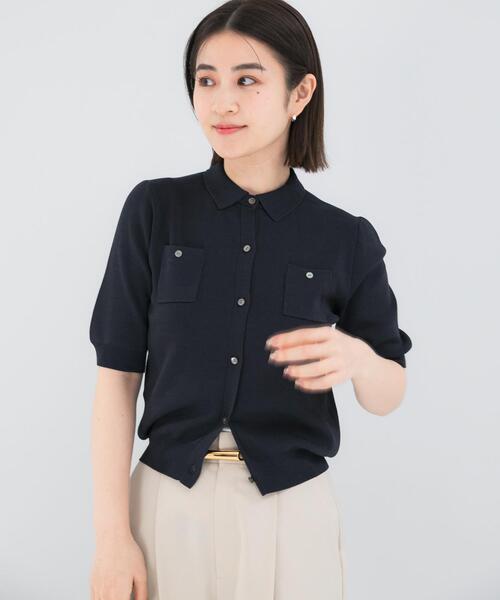 URBAN RESEARCH ROSSO WOMEN(アーバンリサーチ ロッソ)の「襟付コンパクト5分袖カーディガン(カーディガン/ボレロ・レディース・ネイビー/ベージュ/レッド・FREE)」の11枚目の写真