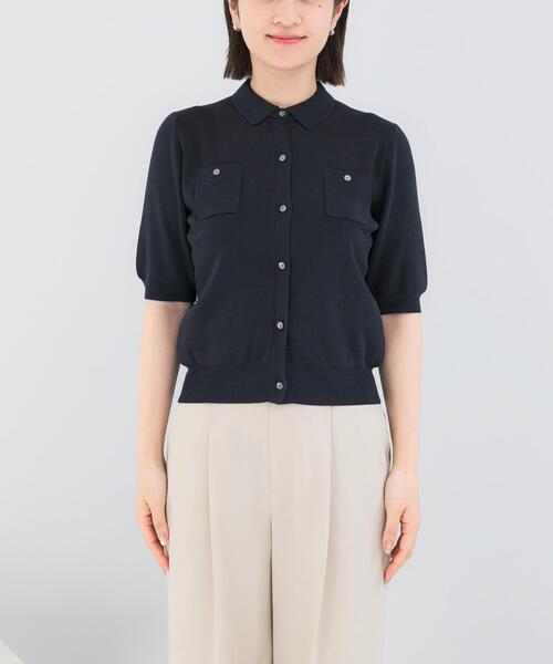 URBAN RESEARCH ROSSO WOMEN(アーバンリサーチ ロッソ)の「襟付コンパクト5分袖カーディガン(カーディガン/ボレロ・レディース・ネイビー/ベージュ/レッド・FREE)」の14枚目の写真