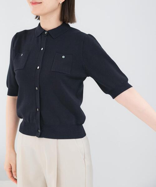 URBAN RESEARCH ROSSO WOMEN(アーバンリサーチ ロッソ)の「襟付コンパクト5分袖カーディガン(カーディガン/ボレロ・レディース・ネイビー/ベージュ/レッド・FREE)」の17枚目の写真