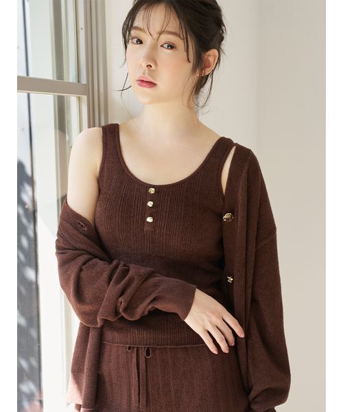 SNIDEL HOME(スナイデルホーム)の「【ICESUMMER】【接触冷感】タンクトップ(ルームウェア/パジャマ・レディース・ホワイト/ブラウン/ピンク/ブルー・F)」の5枚目の写真