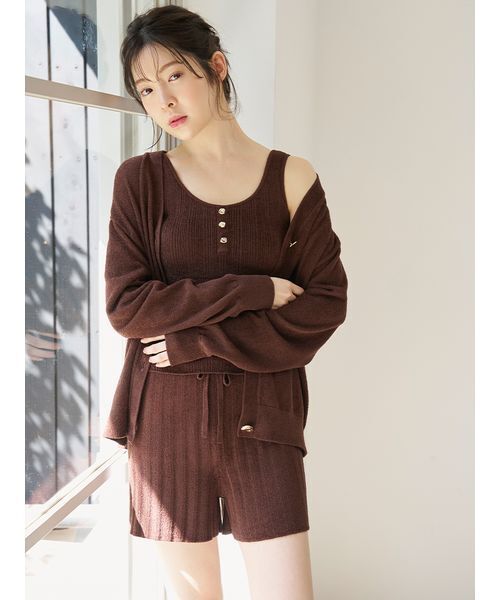 SNIDEL HOME(スナイデルホーム)の「【ICESUMMER】【接触冷感】タンクトップ(ルームウェア/パジャマ・レディース・ホワイト/ブラウン/ピンク/ブルー・F)」の6枚目の写真