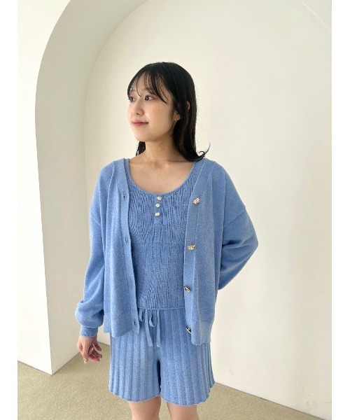 SNIDEL HOME(スナイデルホーム)の「【ICESUMMER】【接触冷感】タンクトップ(ルームウェア/パジャマ・レディース・ホワイト/ブラウン/ピンク/ブルー・F)」の4枚目の写真