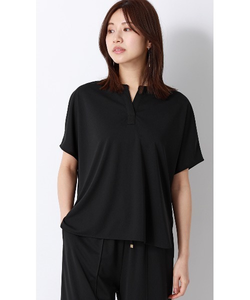 AOYAMA(アオヤマ)の「キーネックブラウス【半袖】【涼】【セットアップ着用可】(シャツ/ブラウス・レディース・グレー/ブラック・L/M/S)」の3枚目の写真