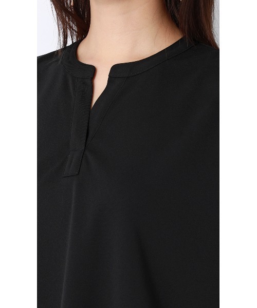 AOYAMA(アオヤマ)の「キーネックブラウス【半袖】【涼】【セットアップ着用可】(シャツ/ブラウス・レディース・グレー/ブラック・L/M/S)」の7枚目の写真