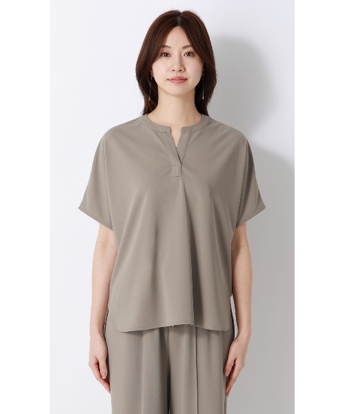 AOYAMA(アオヤマ)の「キーネックブラウス【半袖】【涼】【セットアップ着用可】(シャツ/ブラウス・レディース・グレー/ブラック・L/M/S)」の16枚目の写真