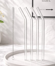 NOLITA LABORATORY（ノリータラボラトリー）の「【 NOLITA / ノリータ 】ガラス ストロー 4本セット 洗浄ブラシ付き 20cm エコ 再利用可能 クリアストロー（食器）」