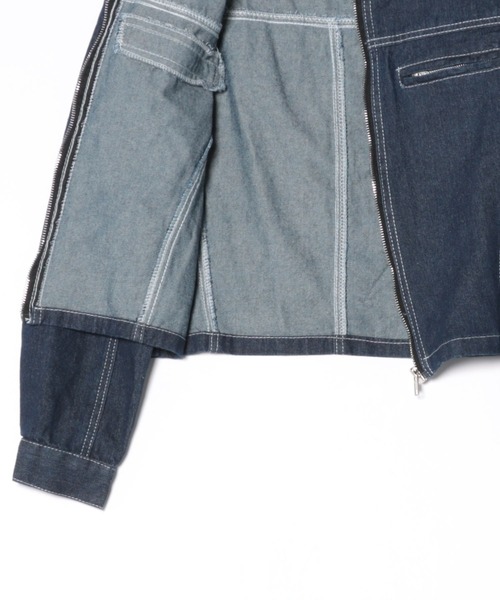 UP START(アップスタート)の「【LAMPOON】デニムライダースジャケットセットアップ(セットアップ・レディース・ネイビー・LARGE/MEDIUM/SMALL)」の5枚目の写真