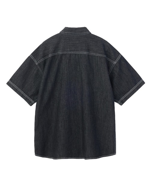 X-girl(エックスガール)の「FACE LABEL BUTTON DOWN DENIM S/S SHIRT(シャツ/ブラウス・レディース・インディゴブルー/ブラック・S/M)」の3枚目の写真