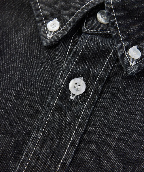 X-girl(エックスガール)の「FACE LABEL BUTTON DOWN DENIM S/S SHIRT(シャツ/ブラウス・レディース・インディゴブルー/ブラック・S/M)」の7枚目の写真