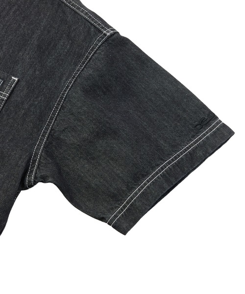 X-girl(エックスガール)の「FACE LABEL BUTTON DOWN DENIM S/S SHIRT(シャツ/ブラウス・レディース・インディゴブルー/ブラック・S/M)」の11枚目の写真