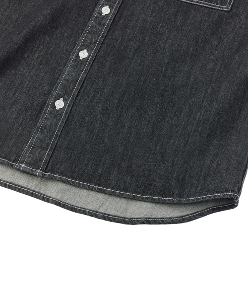 X-girl(エックスガール)の「FACE LABEL BUTTON DOWN DENIM S/S SHIRT(シャツ/ブラウス・レディース・インディゴブルー/ブラック・S/M)」の13枚目の写真
