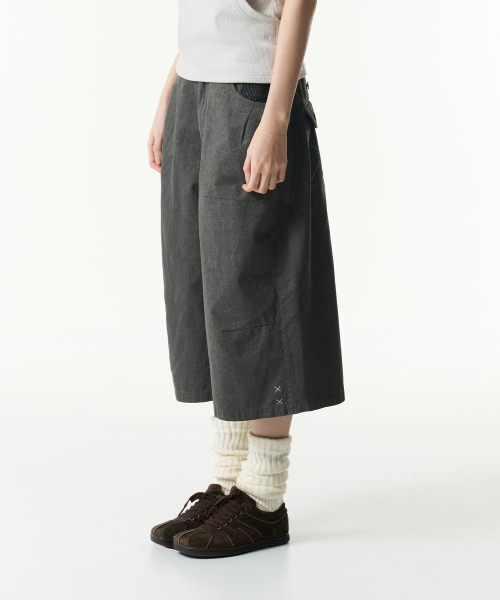 THECOLDESTMOMENT(ザコールデストモーメント)の「TCM pin stripe stitch half pants (charcoal)(その他パンツ・レディース・その他・SMALL/MEDIUM/LARGE)」の1枚目の写真