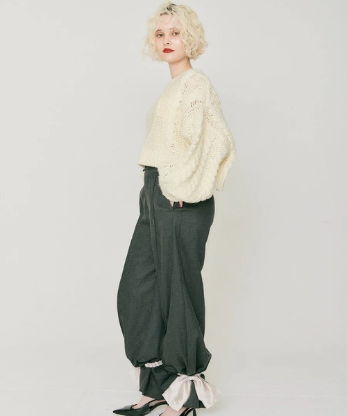 RANCLIC(ランクリック)の「2wayリボンワイドパンツ(その他パンツ・レディース・チャコール/ブラウン・M/S)」の3枚目の写真