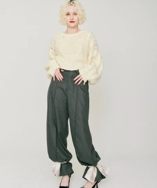 RANCLIC(ランクリック)の「2wayリボンワイドパンツ(その他パンツ・レディース・チャコール/ブラウン・M/S)」の7枚目の写真