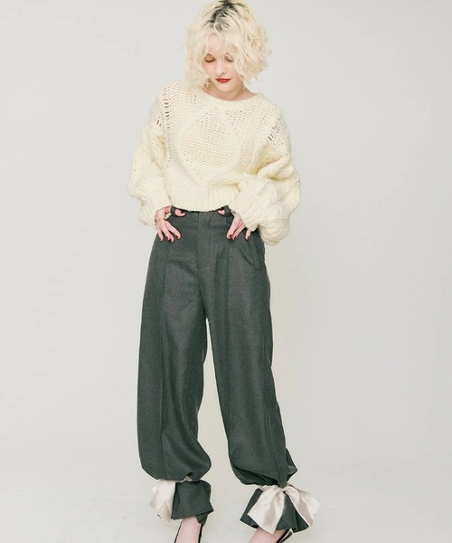 RANCLIC(ランクリック)の「2wayリボンワイドパンツ(その他パンツ・レディース・チャコール/ブラウン・M/S)」の8枚目の写真