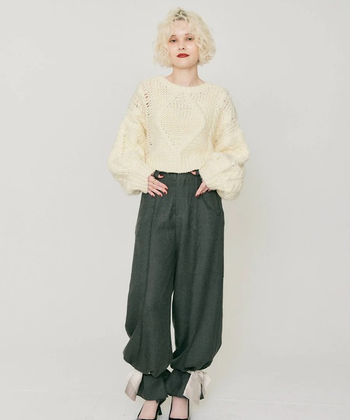 RANCLIC(ランクリック)の「2wayリボンワイドパンツ(その他パンツ・レディース・チャコール/ブラウン・M/S)」の10枚目の写真