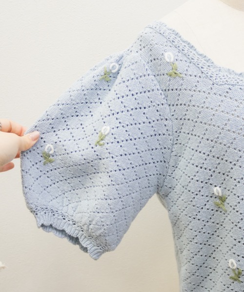 CLETTE(クレット)の「CLETTEオリジナル花刺繍透かし編みニットカーディガン(カーディガン/ボレロ・レディース・ブルー/ブラック/オフホワイト・4L/3L/LL)」の17枚目の写真