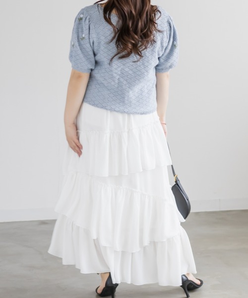 CLETTE(クレット)の「CLETTEオリジナル花刺繍透かし編みニットカーディガン(カーディガン/ボレロ・レディース・ブルー/ブラック/オフホワイト・4L/3L/LL)」の12枚目の写真