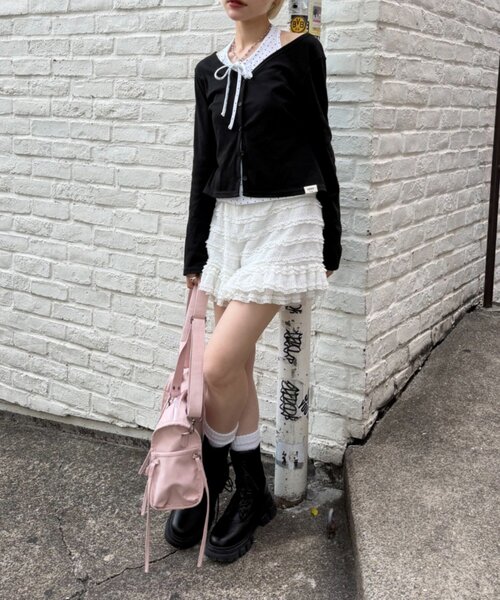 w closet(ダブルクローゼット)の「【6色展開/2SETアイテム】【2WAY】ホルターキャミカーディガンセット(Tシャツ/カットソー・レディース・ピンク/グリーン/ネイビー/グレー/ブルー/ブラック・FREE)」の8枚目の写真